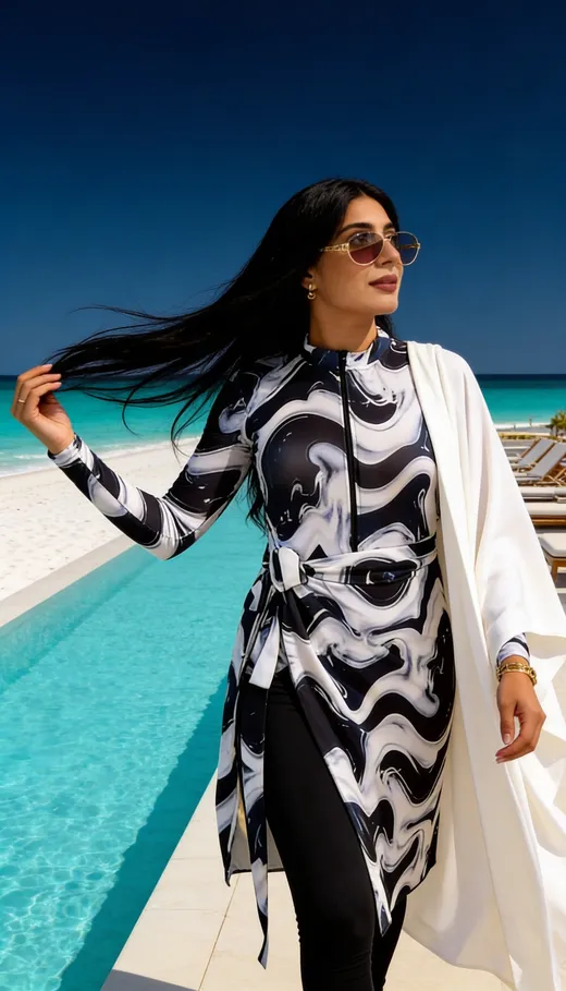 Burkini Élégance Marbrée — Luxe & Modestie
