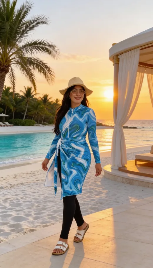 Burkini Élégance Marbrée — Luxe & Modestie